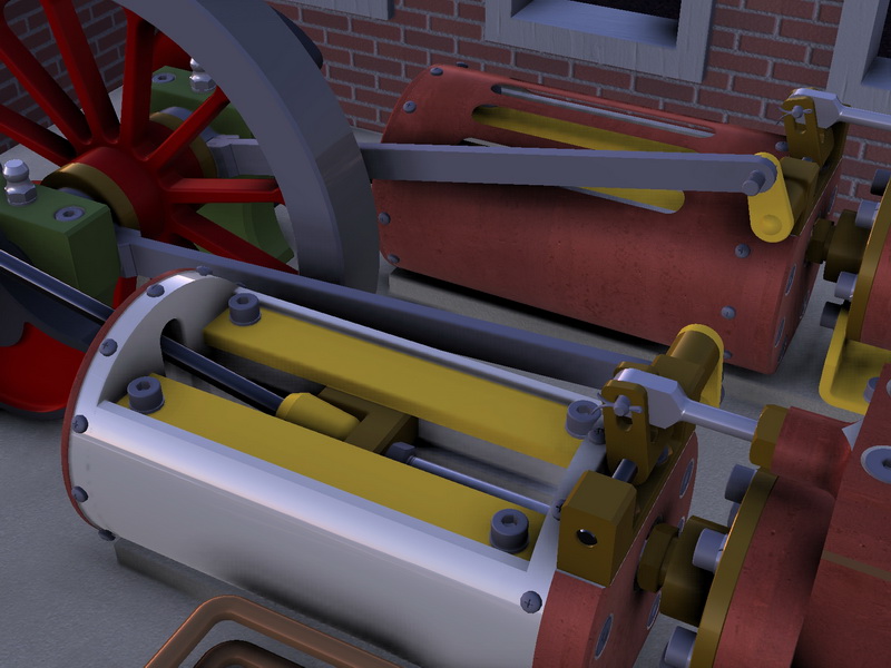 Horizontal Twin Steam Engines in Factory Layout